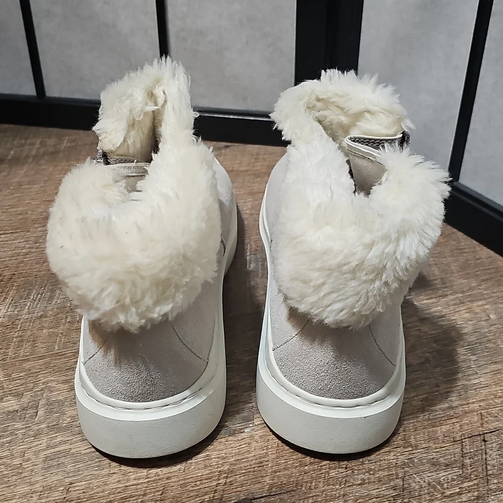 Cole Haan Off-White Fur-Lined Grandseries Waterproof Zippered Boots Size 11